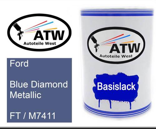 Ford, Blue Diamond Metallic, FT / M7411: 500ml Lackdose, von ATW Autoteile West.